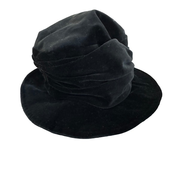 Vintage‎ Laura Ashley Black Velvet Hat Cloche/Bucket Made in Great Britain main image 4